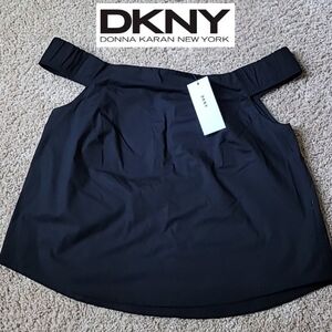 NWT DKNY vintage off shoulder sleeveless top, black, size L